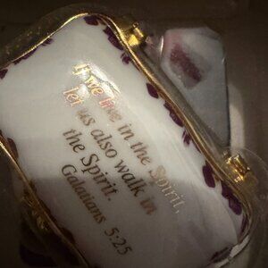 Imperial Porcelain Rectangle Trinket Box Galatians 5:25 Scripture Religious- New